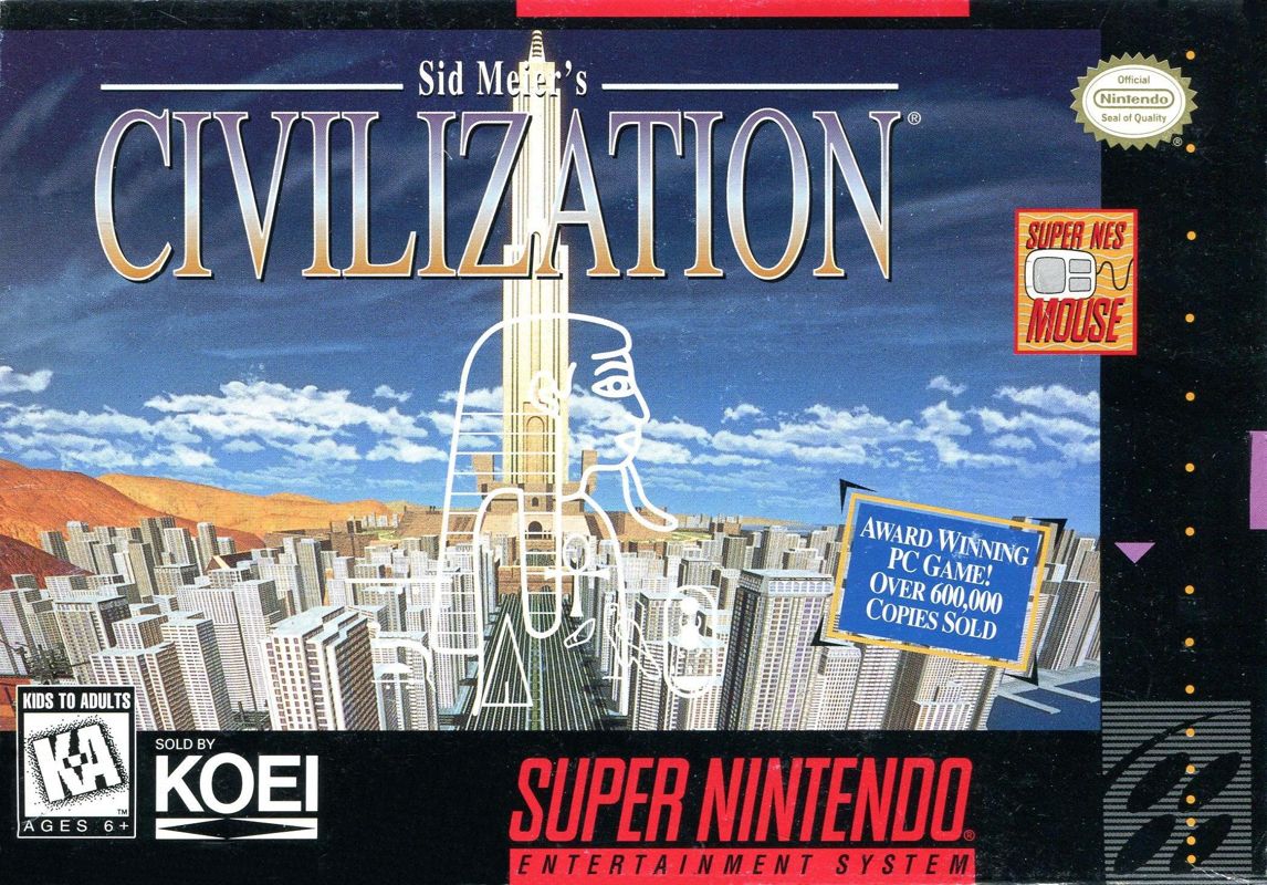 Sid Meier's Civilization box art for Super Nintendo